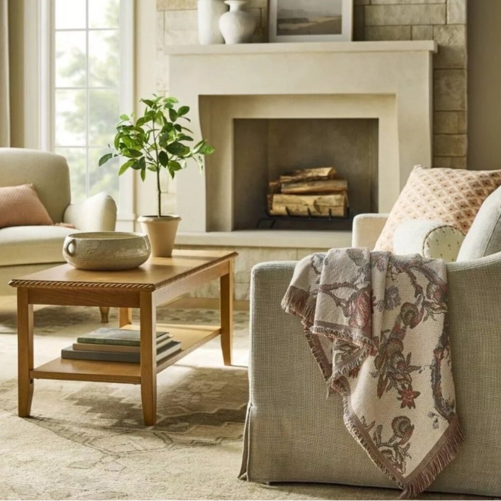 Studio McGee Floral Patterned Throw Blanket - Cream and Brown - Picture 3 of 3
